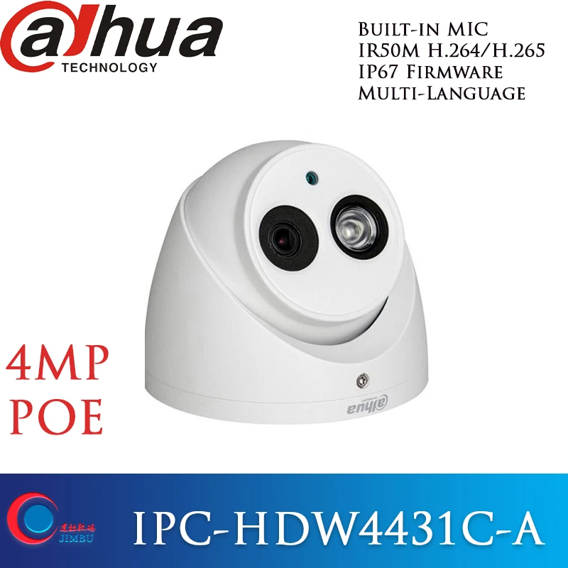 

Dahua IP Camera 4MP Poe IPC-HDW4431C-A IR30M Mini Camera H.265 H.264 IVS WDR Built-in MIC cctv network multiple language ONVIF