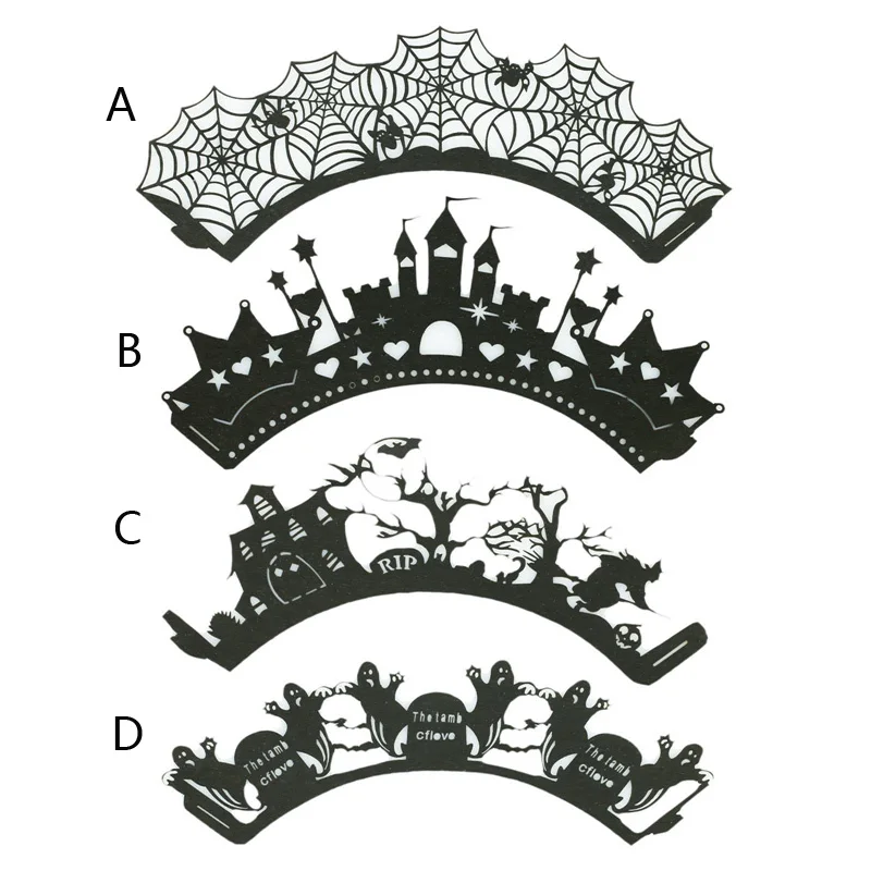 12 шт./компл. Хэллоуин Тыква литой lpattern кружевная Лазерная резка для кексов лайнер выпечки Кубок сдобы для Одежда для свадьбы, дня рождения