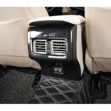 For Toyota Camry 2018 ABS Carbon fibre Car Back Rear Air Condition outlet Vent frame Cover Trim sticker Car accessories styling decorative carbon mesh sticker for car air condition vent black grey 2 pcs