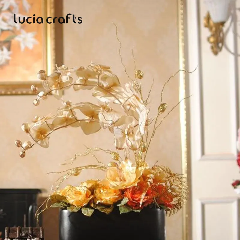 10 пряди(60 голов) серия золотых искусственных цветов букет для украшения рождественских свадеб и вечеринок материалы для рукоделия A0303