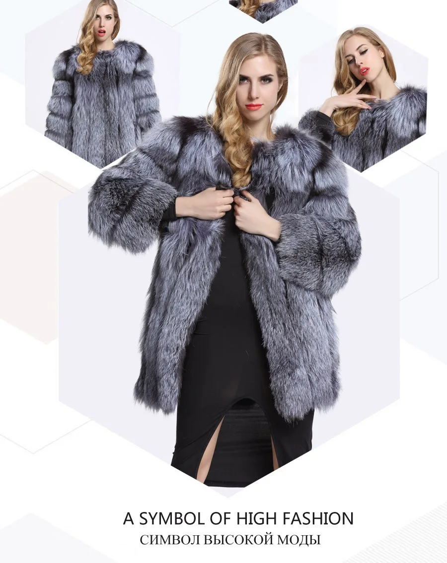 Верхняя одежда из меха серебристой лисы, модная женская куртка, бренд, цельная кожа, зимние теплые пальто, круглый воротник, натуральный мех, жилет, BF-C0059