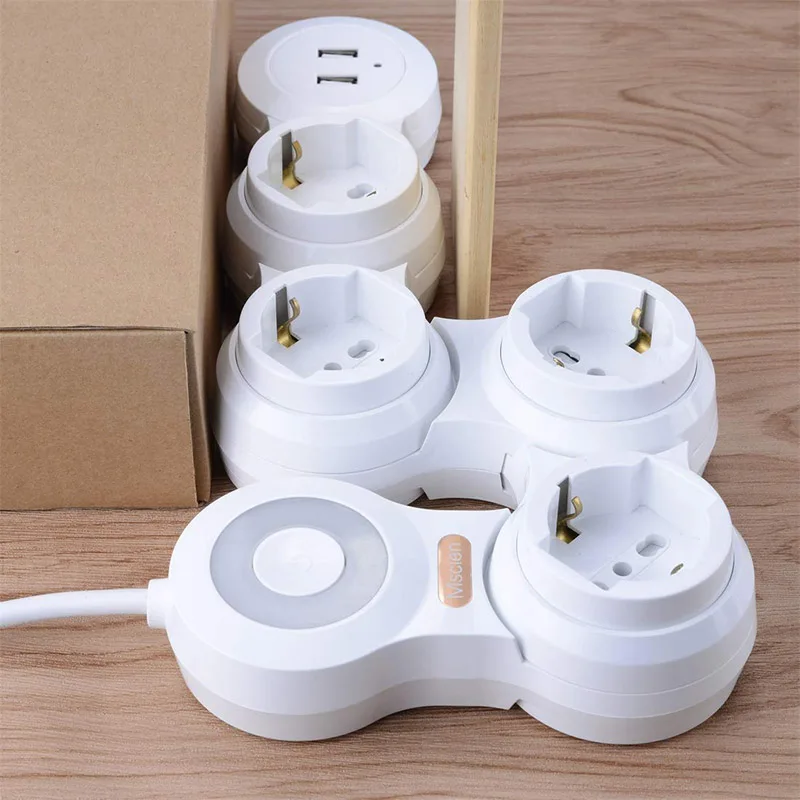 Extension Lead with USB Flexible Rotary Socket Surge Protector Extension Cable 