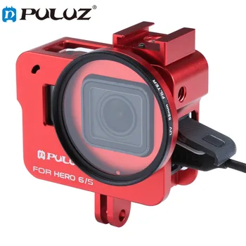 

PULUZ for GoPro NEW HERO /HERO6 /5 Housing Shell CNC Aluminum Alloy Protective Cage with 52mm UV Lens(Red)