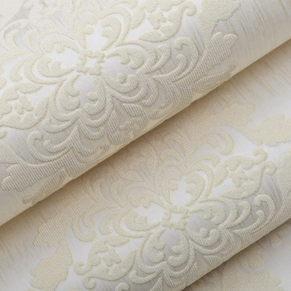 Online kopen wholesale geweven damast behang uit china geweven ... Woonkamer beige wit