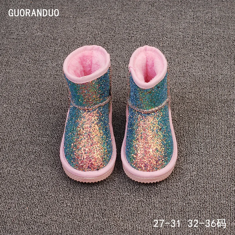 

BEILAMIUMAN Fashion children shoes winter warm girls snow boots Brand High quality rubber kids boots for girls Sequins Glett
