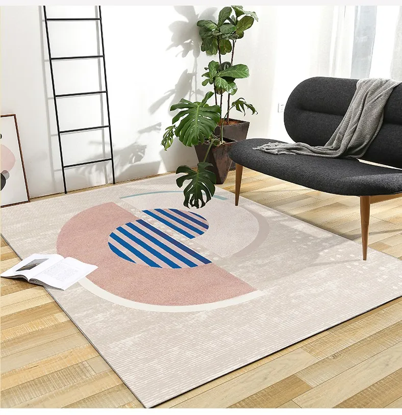 Cheap Pink color post-modern  decoration coffee table carpet  Nordic style big size bedside rug, INS geometric living room rug 4