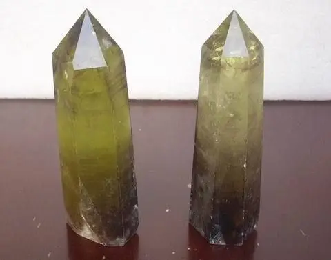 

huij 00469 2 NATURAL RAINBOW SMOKE CITRINE QUARTZ CRYSTAL POINT HEALI