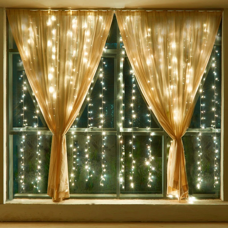 

3M x 3M LED Curtain Icicle String Lights Connectable Flash Fairy Garland For New Year Christmas Wedding Home Indoor Decoration