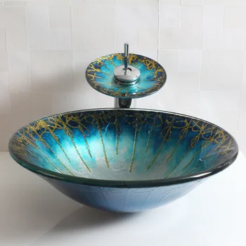 

Bathroom tempered glass vanity basin above counter Basin round round art basin wash basin LO627542