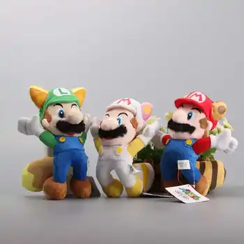 

3 Styles Super Mario Bros Luigi Raccoon Tanooki Mario Kitsune Fox Luigi White Racoon Fire Mario Plush Toy 8" 20CM