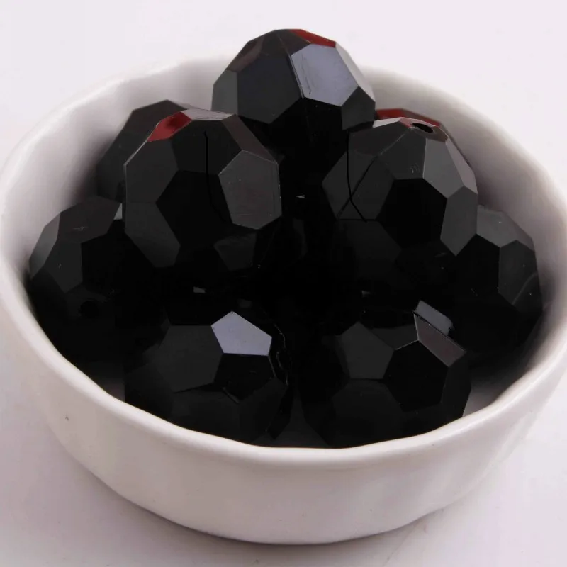 OYKZA красочные 20 мм/6 мм до 24 мм массивные акриловые твердые граненые бусины для детских модных ювелирных изделий, бисерное ожерелье - Цвет: black