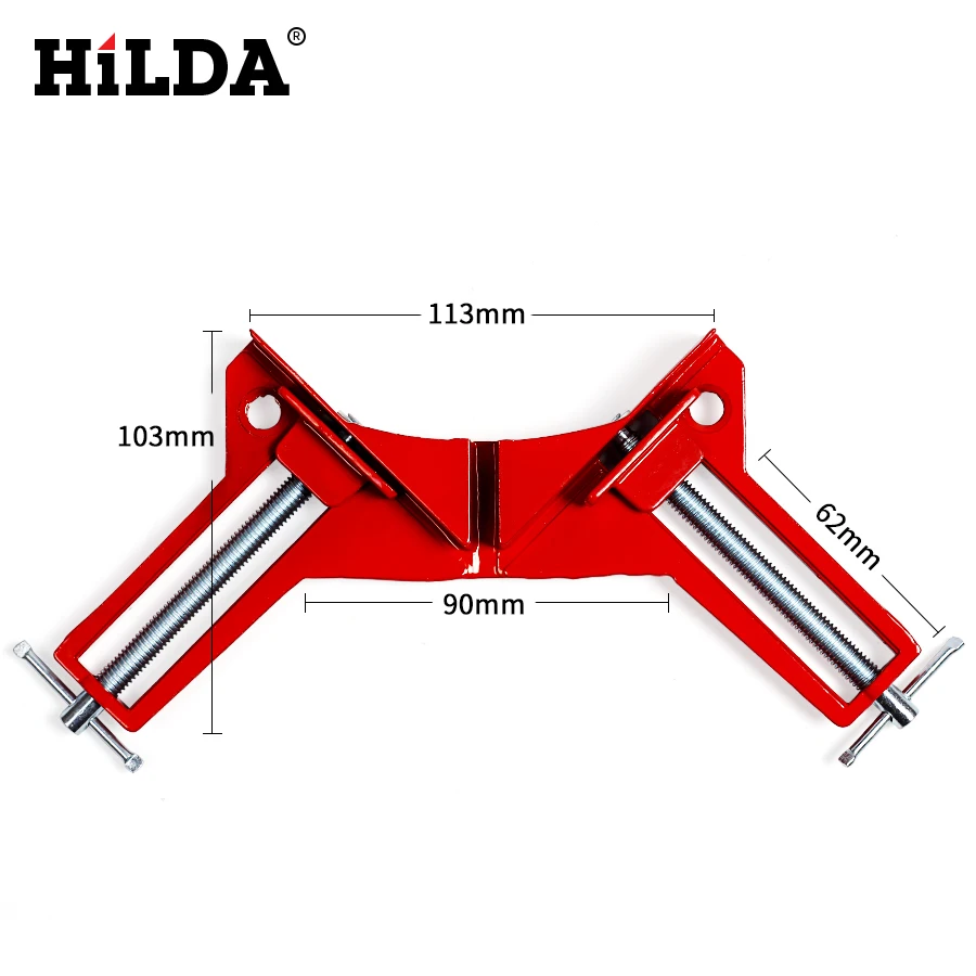 HILDA, многофункциональный зажим под прямым углом 90 градусов, рамка для фотографий, угловой зажим, 100 мм, торцевые зажимы, угловой держатель, ручной инструмент для работы по дереву
