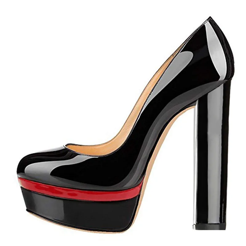 Onlymaker/женские туфли на платформе с круглым носком, на высоком массивном каблуке, офисные, вечерние, свадебные туфли-лодочки, босоножки размера плюс US5-US15