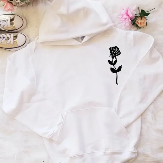 

Sugarbaby Black Rose Hoodie Unisex Workout Hooded Sweatshirts Rose Sweatshirt Tumblr Hoodies Gifts For Her Single Rose Clothing