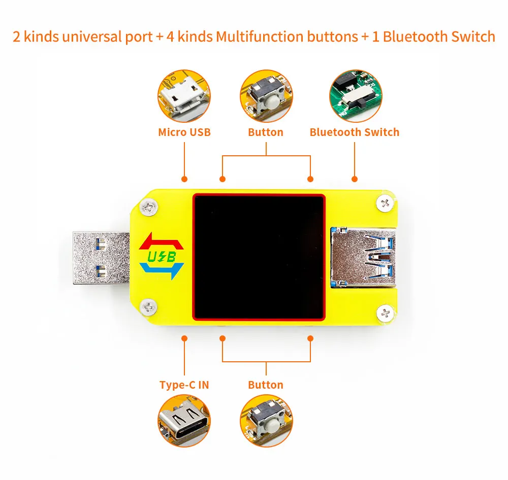 UM34 UM34C Для APP USB 3,0 Тип-C DC Вольтметр Амперметр Напряжение измеритель тока, для батареи зарядки измерения Кабельный тестер сопротивления