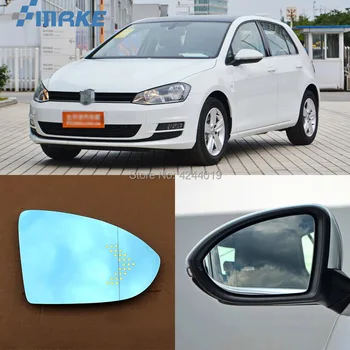 

smRKE For VW Volkswagen Golf 6 7 Car Rearview Mirror Wide Angle Hyperbola Blue Mirror Arrow LED Turning Signal Lights
