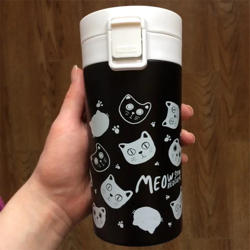Cute meow Cat Star Coffee Thermo Mug Thermos Double Wall Stainless Steel Thermocup Vacuum Flask Thermal Mug Termos Bottle 6