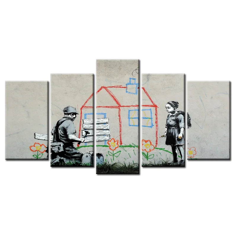 TOP Sale 5 Pcs Hot Sell Graffiti poster Wall Art Picture Modern Home Decoration Living Room Canvas Print Painting/Abstract (95) | Дом и сад