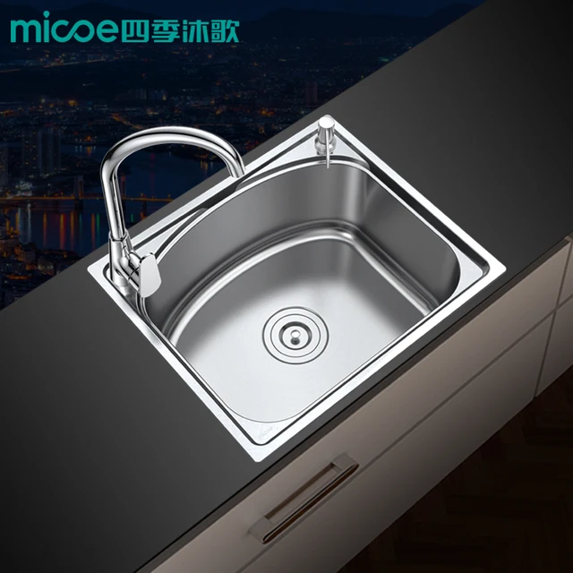 Kitchen Sink 510 430 210 304 Stainless Steel Brushed Single Bowl Kitchen Sink 510 430 210 304 Stainless Steel Brushed Single Bowl High Capacity With Soap Dispenser Micoe M B1001 51 A