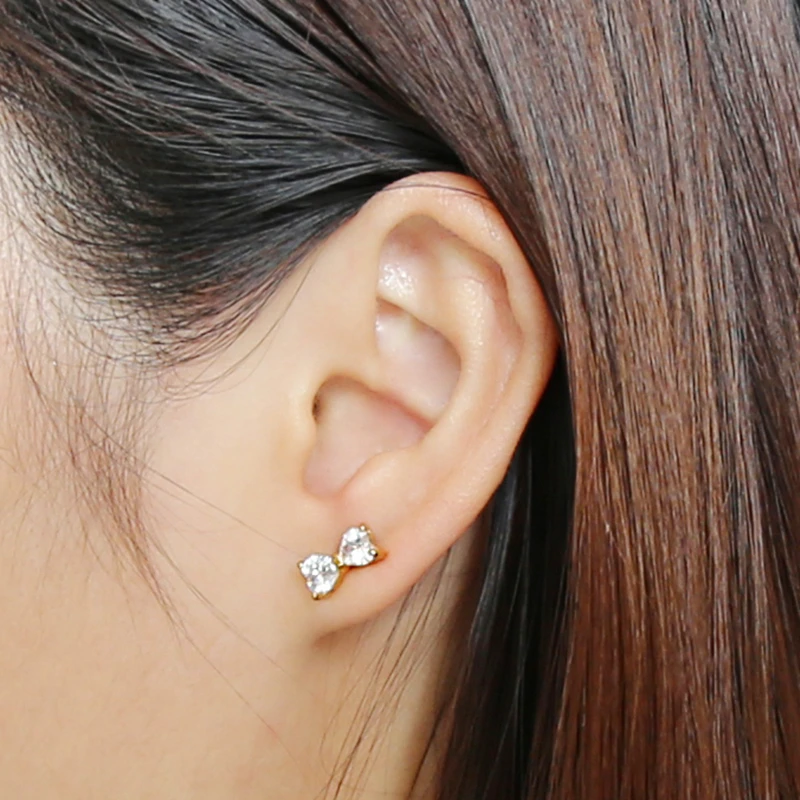 

Crystal bowtie earring lady elegant stud earrings cute fashion jewelry lovely ear stud for woman girl cubic zircon 1 pair