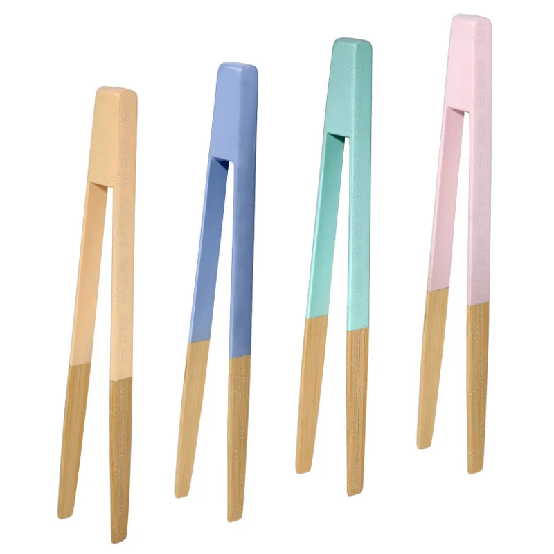 

Colorful Kitchen Cooking Tongs Accessories Top Grade Salad Bread BBQ tools Tableware Bamboo Handmade Tongs Clip