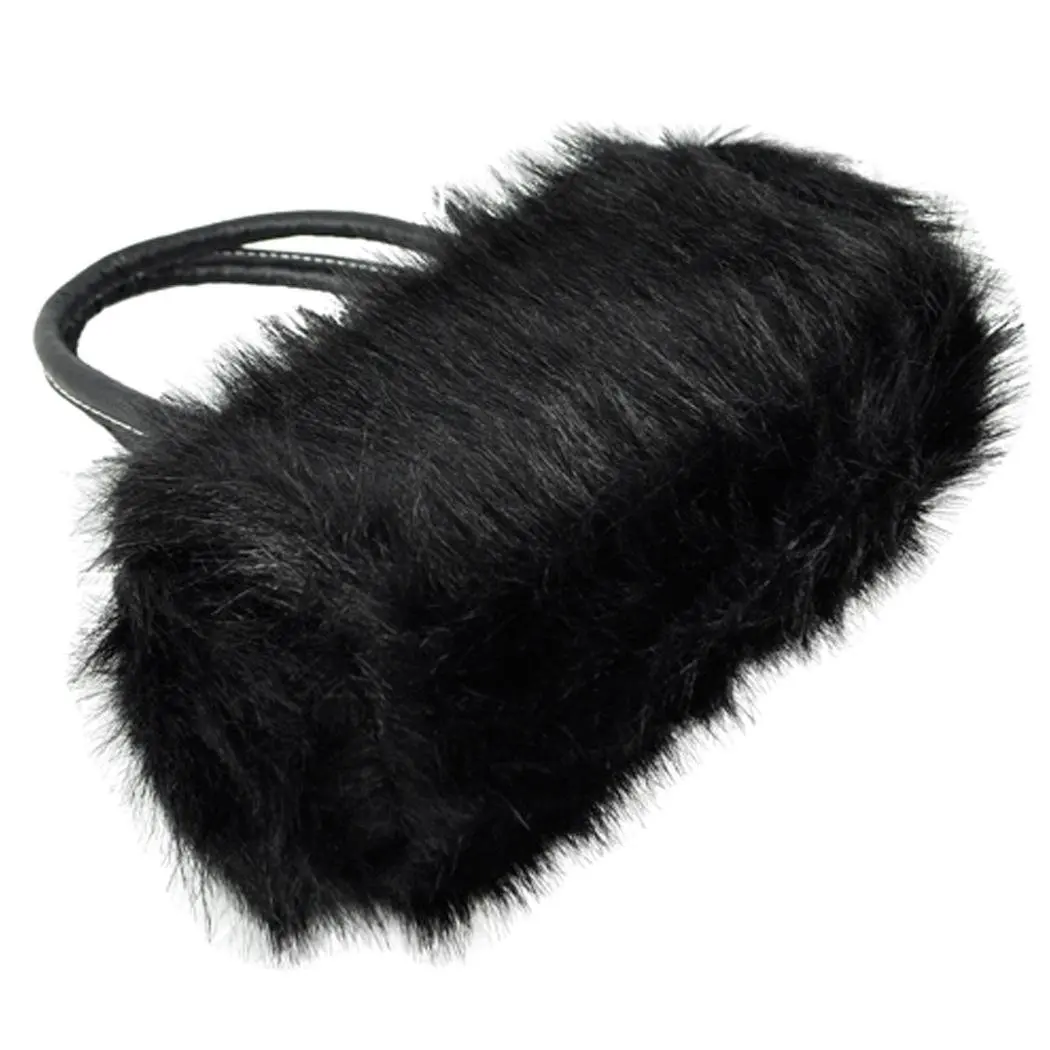 

Lovely Fur Leather Handbag Shoulder Bag Winter Black