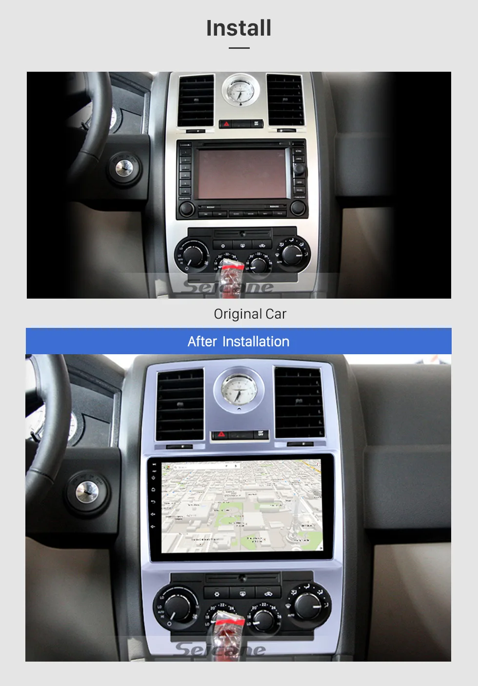 Discount Seicane 1Din Stereo 9" HD Car Autoradio Player GPS Navi For Chrysler Aspen 300C 2004-2008 Vehicle With Bluetooth Quad/8-core 3