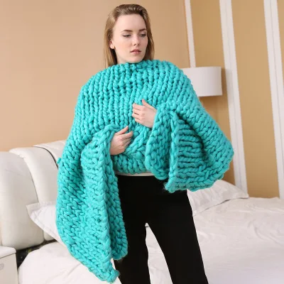 Северное Европейское плотное шерстяное одеяло диван мягкий ручной тканый чистый цвет реквизит для фотосъемки украшение для взрослых 13 цветов домашний текстиль - Цвет: Армейский зеленый