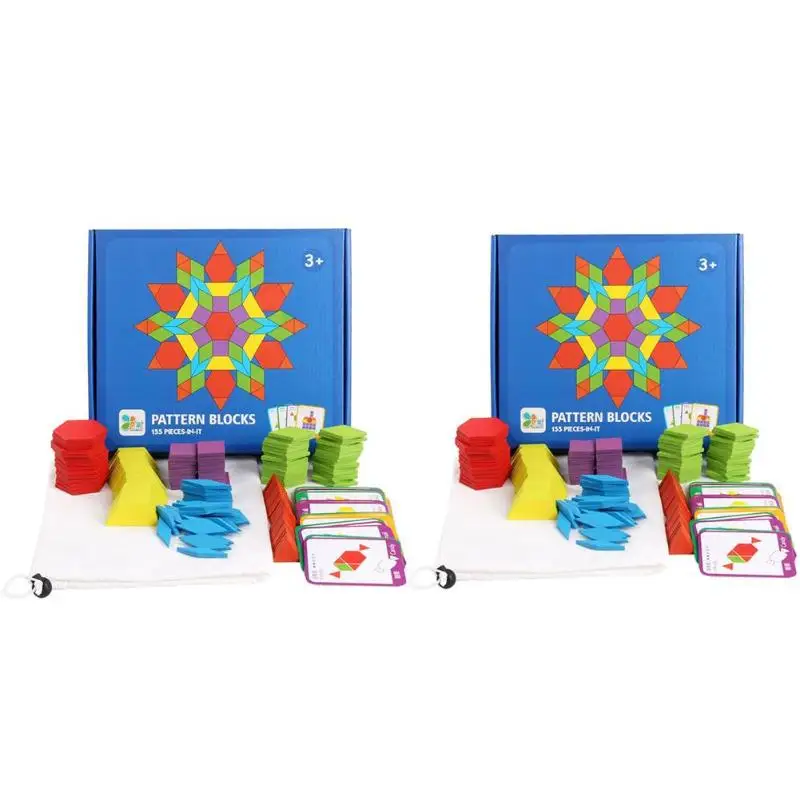 2 набора 155 шт деревянные геометрические формы сортировки Монтессори головоломки Дошкольное обучение Развивающая игра детские игрушки