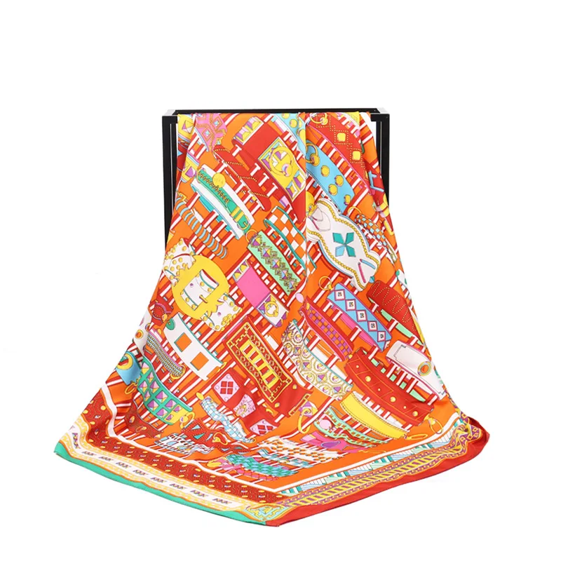 

New Arrival Fashion Women soft satin brand scarf / Printed quare silk scarves 100cm / Gifts Wholesale