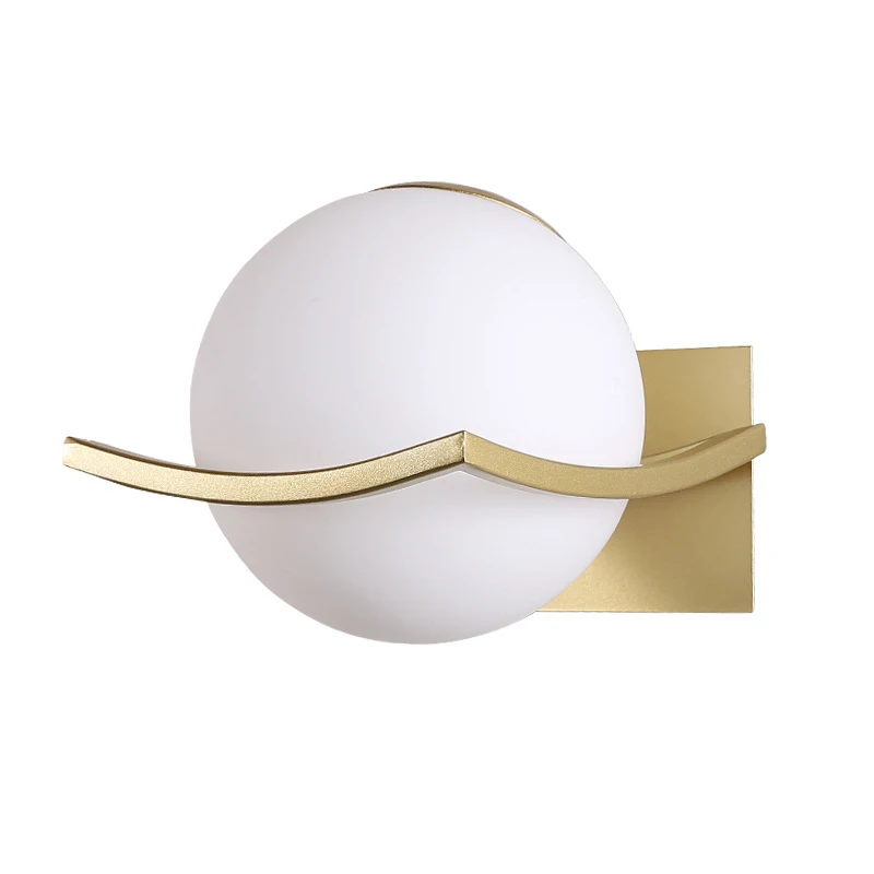 Modern Nordic Wall Lamp Frosted Glass Ball Wall Light Dining Bedroom Bedside Mounted Restaurant Aisle Corridor Wall Sconces - Цвет абажура: gold