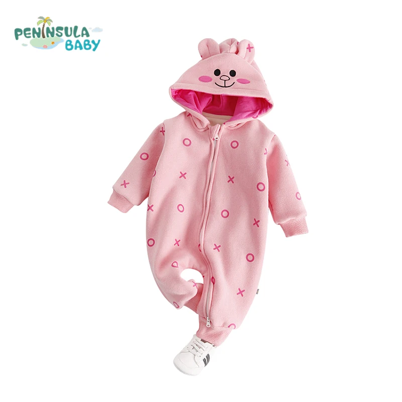 Autumn Winter Baby Rompers Long Sleeves Plus Velvet Warm Thicker Infant