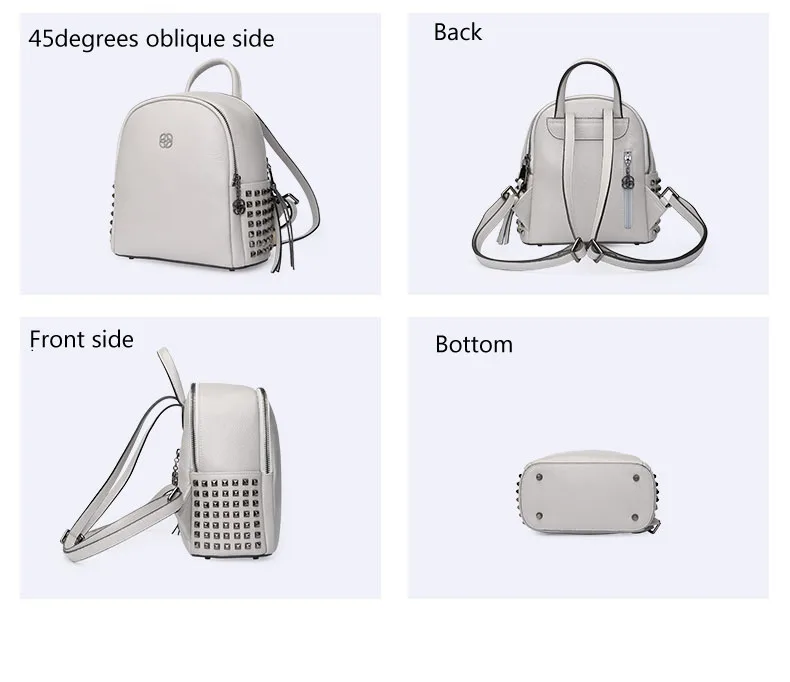 Fashion Women Backpack Ladies Handbag Shoulder Bag Leisure Upscale Genuine Leathe Bag With Rivet protection For Girl College Bag         H51940151-1 (9)