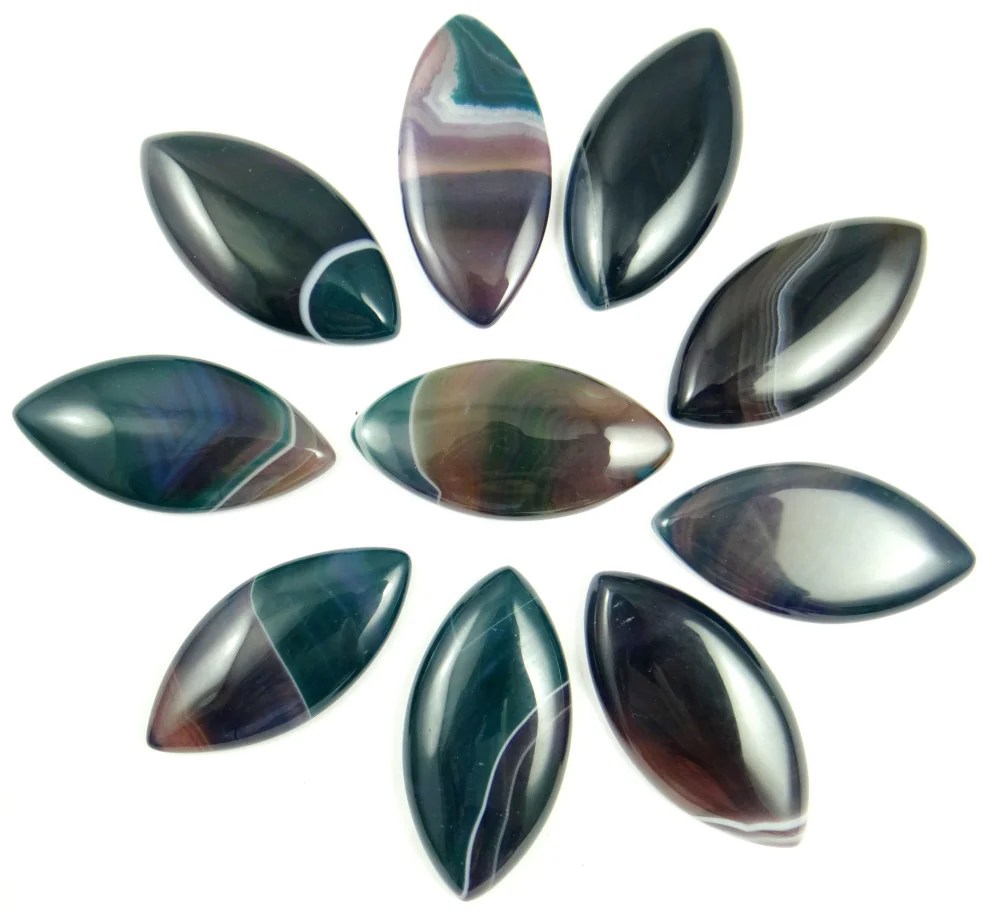 

Wholesal 50*25mm 10PCS Fashion Natural Stone stripe agates Oval CAB Cabochons Stone Bead For Women Jewelry Making