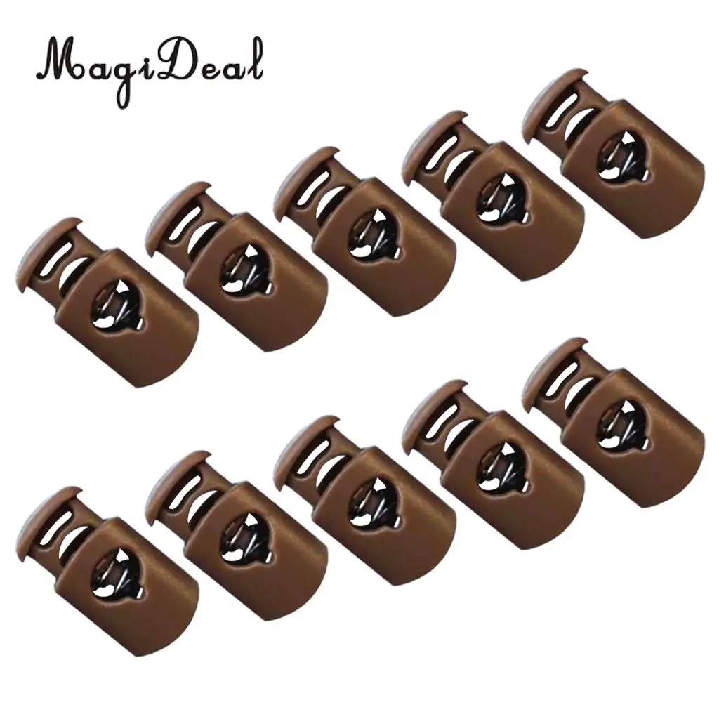 MagiDeal Pack 10 Single Hole Elastic Shock Cord Bungee Rope Barrel Stopper Lock End Toggle Buckles with Metal Spring