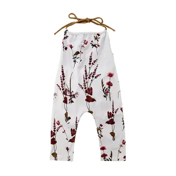 

Summer Baby Kids Girls Flower Romper Playsuit Little Girls Halter Floral Backless Rompers Outfits Sunsuit Clothes