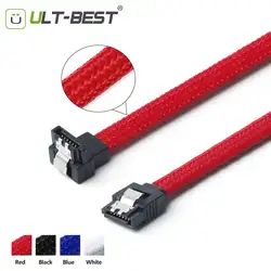 ULT best 20 шт. SATA 3,0 III SATA3 7pin кабель для передачи данных 6 ГБ/сек. прямым углом Кабели HDD жесткий диск диск шнур с зеленым нейлон рукавами