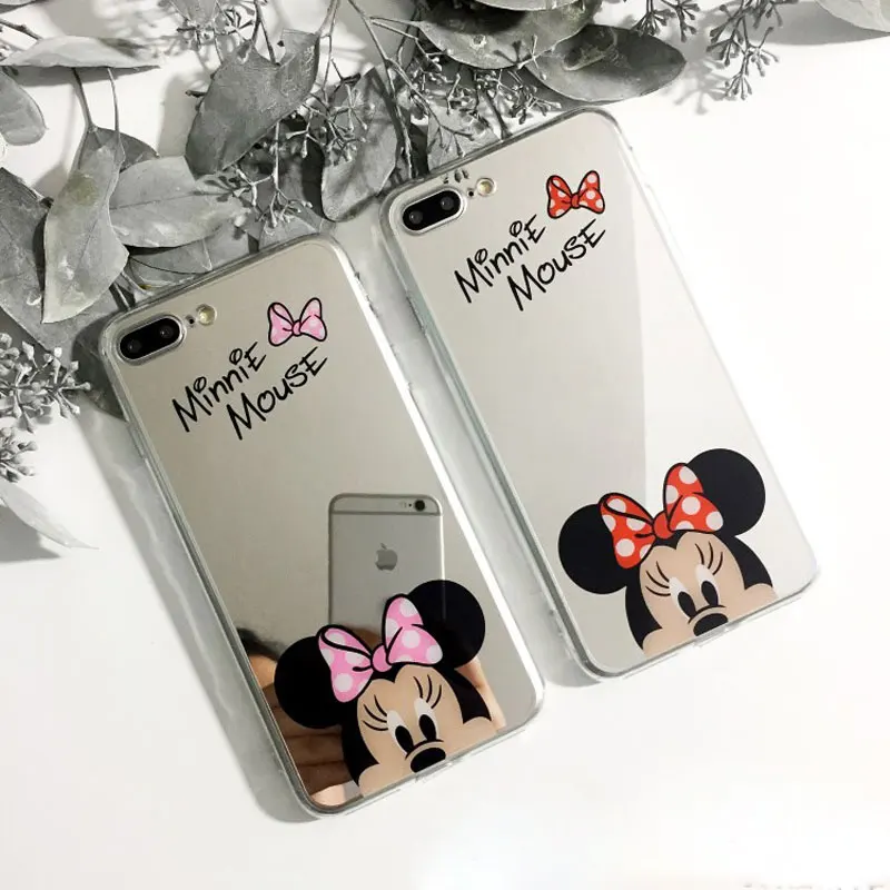 High Quality Phone Case For iPhone X Xs Max Xr 8 7 5 6 s SE 5s Plus 6sPlus 7Plus 8Plus Mickey Minnie Mirror Cover TPU Casing |
