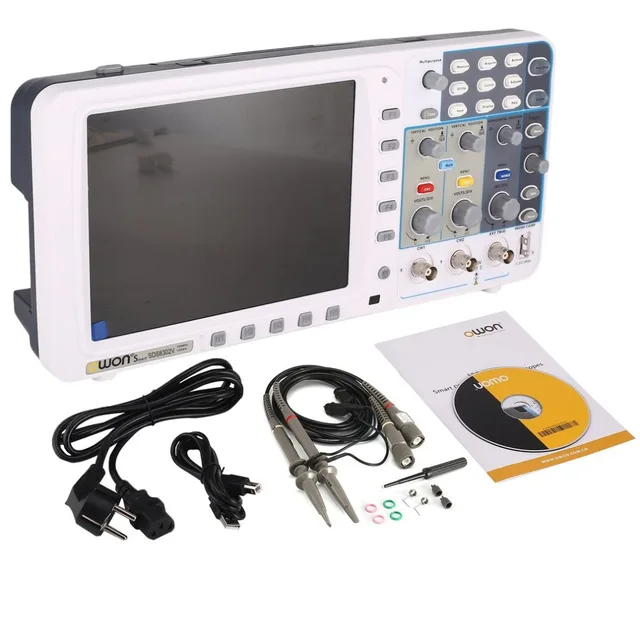 Best Price OWON SDS8302V Double channel Deep Memory LCD Display Digital Storage Oscilloscope Scopemeter Scope Meter 300MHz 2.5GSa/s