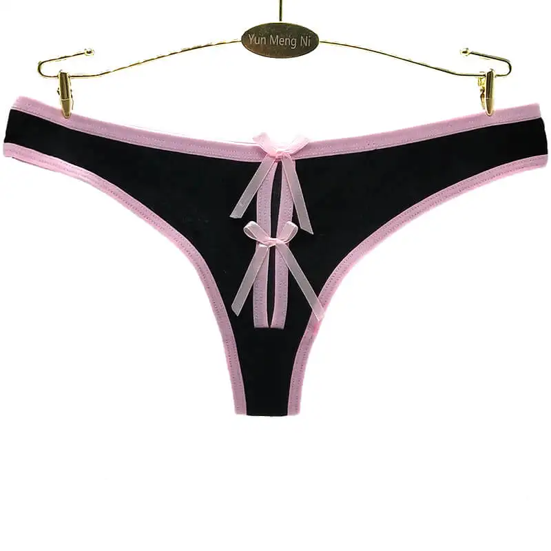 Pak van 6 Laagbouw Dame String Met Strik Katoen G String Sexy Dame Slipje Meisje T back Hete