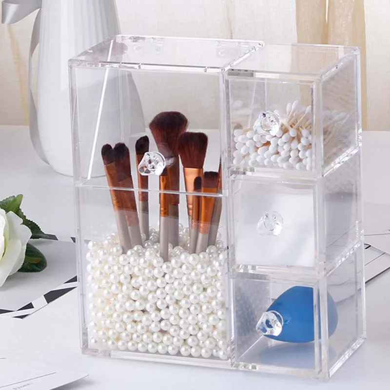 

Multi-function Acrylic Makeup Organizer Makeup Brush Display Box Cosmetics Tools Storage Holder Jewelry Accessory Case Casket
