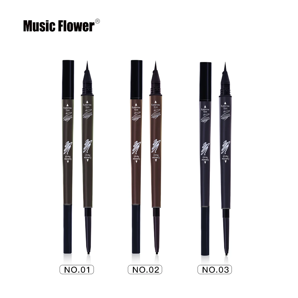 Music Flower макияж двухсторонний инструмент для карандаш для бровей+ водостойкий гель для бровей перо натуральный Водонепроницаемый стойкий для бровей усилители 3 цвета