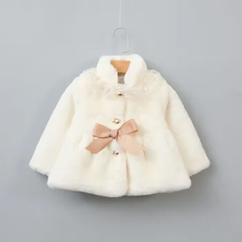 

12M-7 Years Girls Faux Fur Coat Fleece Parka Girl Winter Coat Jacket 2018 New Casual Solid Children Butterfly Warm Jacket