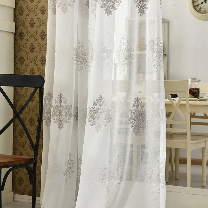 Made Linen Embroidered Curtain Bedroom Window Tulle Gauze Grey Voile Curtains For Living Room Curtain Finished window curtains decor curtains embroidered curtains cotton and linen curtains