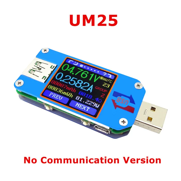 UM25/UM25C QC2.0 3,0 4-24V 0-5A цифровой Цвет Дисплей usb-тестер DC мобильное Батарея Напряжение измеритель тока 40% off - Цвет: no bluetooth board