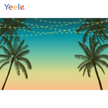 

Yeele Summer Palm Tree Backdrops Evening LED Light Photography Background Customized Photographic Backdrop For Photo Studio