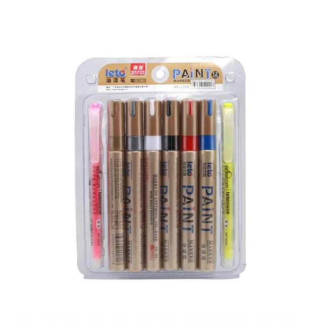 12 Colors Leto Permanent Marker Set Waterproof Oil Paint Markers For 12 Colors Leto Permanent Marker Set Waterproof Oil Paint Markers For Car Tire Cd Gl Porcelain Rubber Wood Metal Plastic