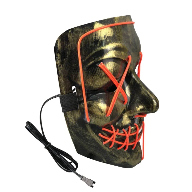 Светится в темноте EL маска Хэллоуин вечерние маскарадные маски неоновая маска светильник ужас светящаяся маска