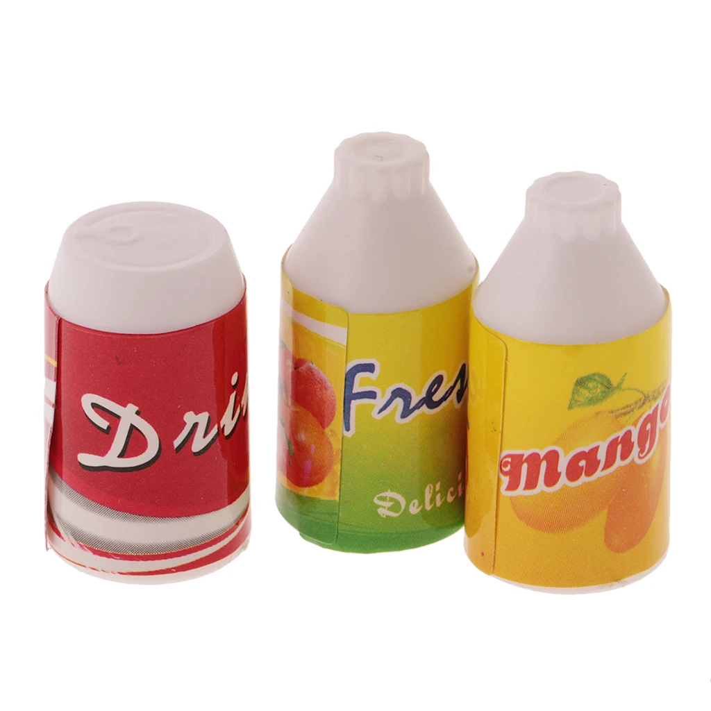 12Pcs Dollhouse Miniature Juice Milk Drinks Kitchen Food Set for Dolls Kids Pretend Play Toys Doll Kitchen Accessories