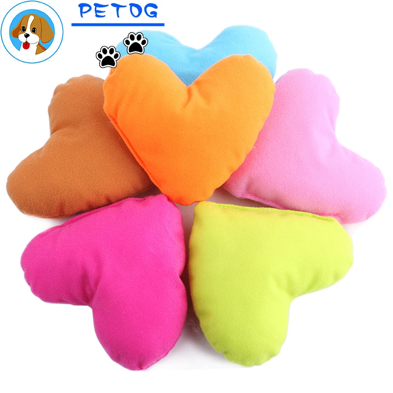 2PCS Solid Color Soft Heart Shaped Pet Pillows Plush Pet Dog Cat Bite